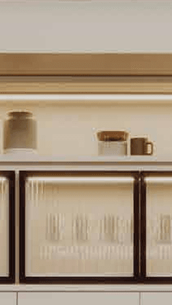 CG — Crystal Glass cabinetry shown in an IQ+ catalog kitchen example