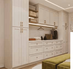 DDW — Double Dove White cabinetry shown in an IQ+ catalog kitchen example