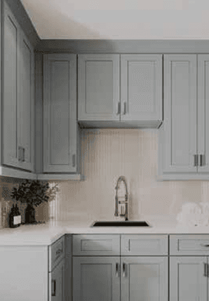 GR — Shaker Gray cabinetry shown in an IQ+ catalog kitchen example