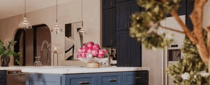 NB — Navy Blue cabinetry shown in an IQ+ catalog kitchen example