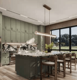 SB — Sage Breeze cabinetry shown in an IQ+ catalog kitchen example