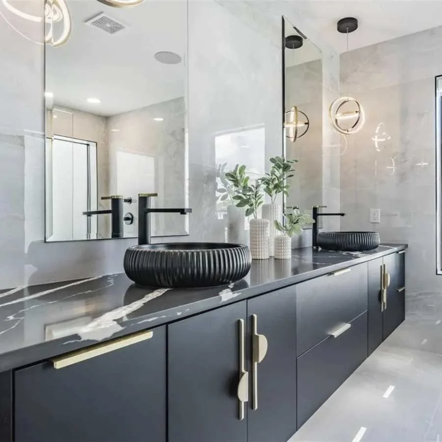 IQ+ custom bathroom vanity with stone countertop